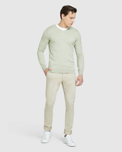 Cotton Cashmere V-Neck Pullover