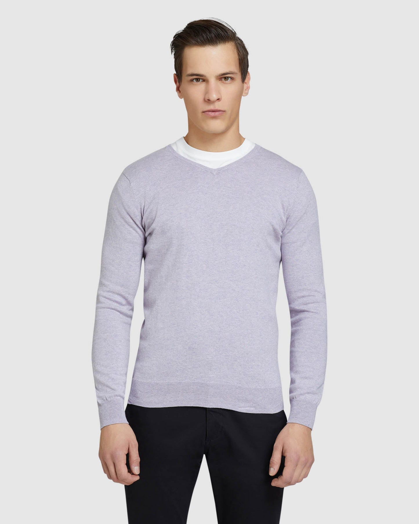 Cotton Cashmere V-Neck Pullover
