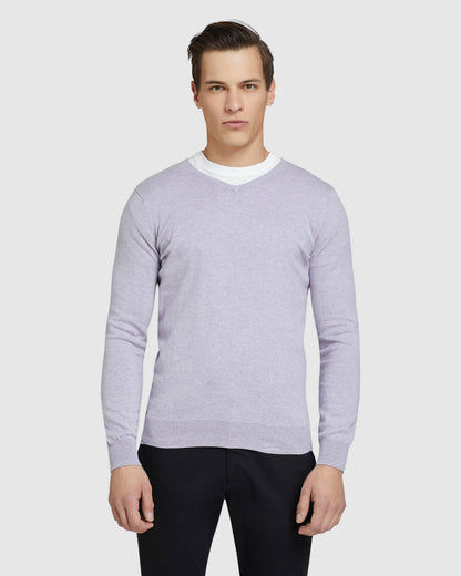 Cotton Cashmere V-Neck Pullover