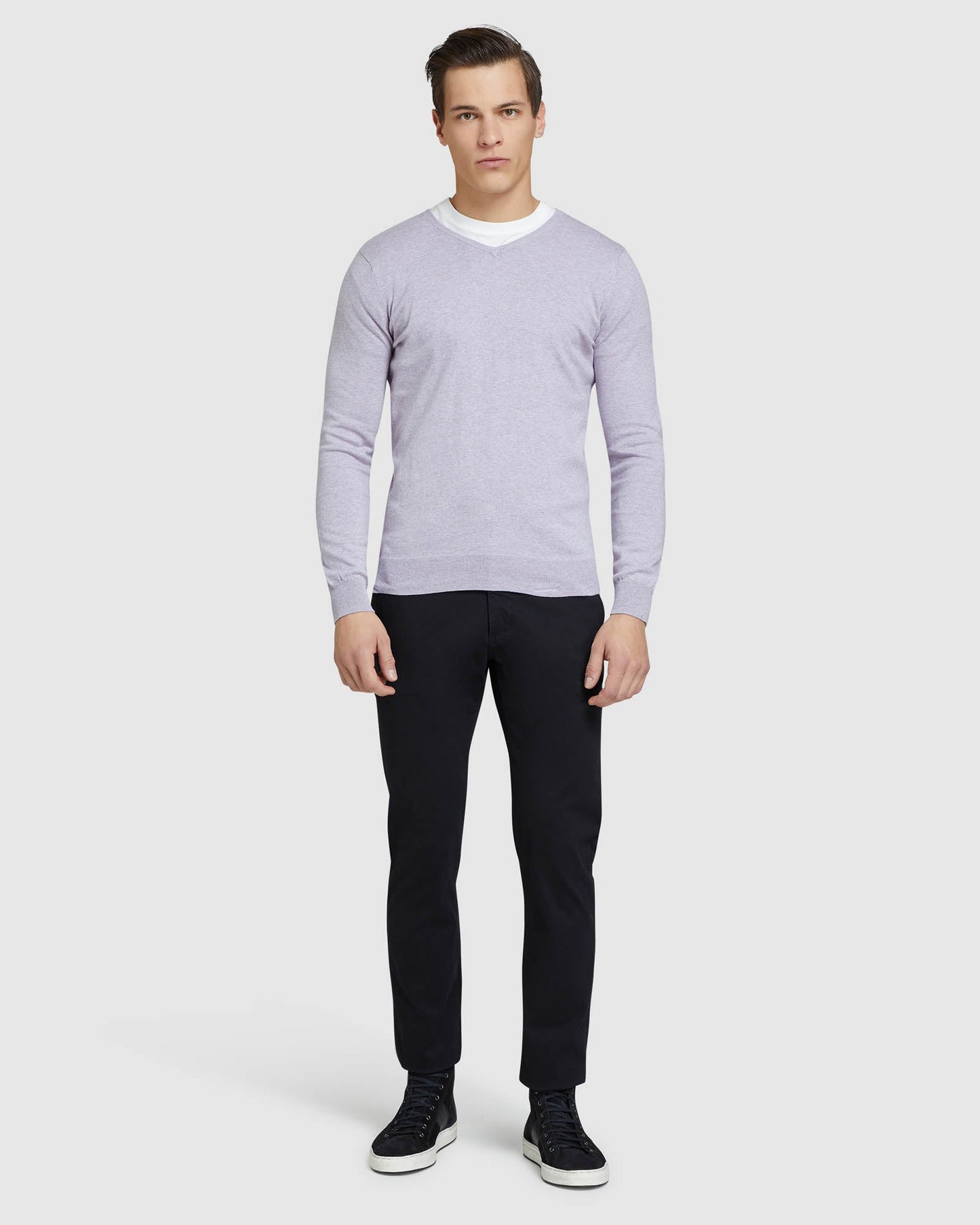 Cotton Cashmere V-Neck Pullover