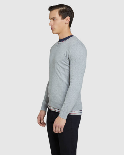 Cotton Cashmere V-Neck Pullover