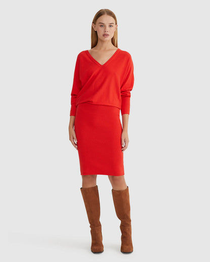 Francesca V-Neck Rib Knitted Dress