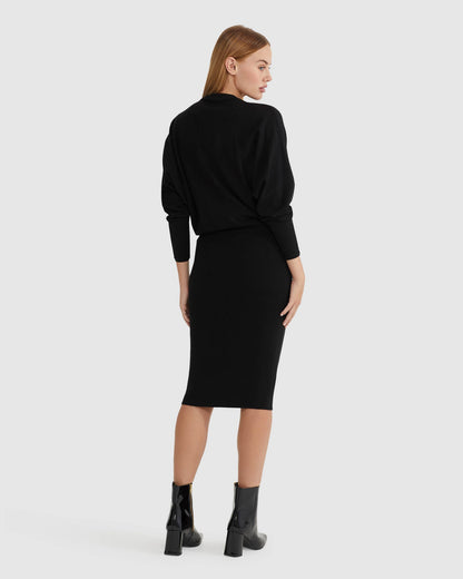 Francesca V-Neck Rib Knitted Dress