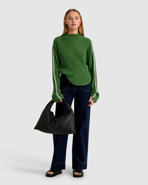 Sierra Knit Top With Contrast Stitch