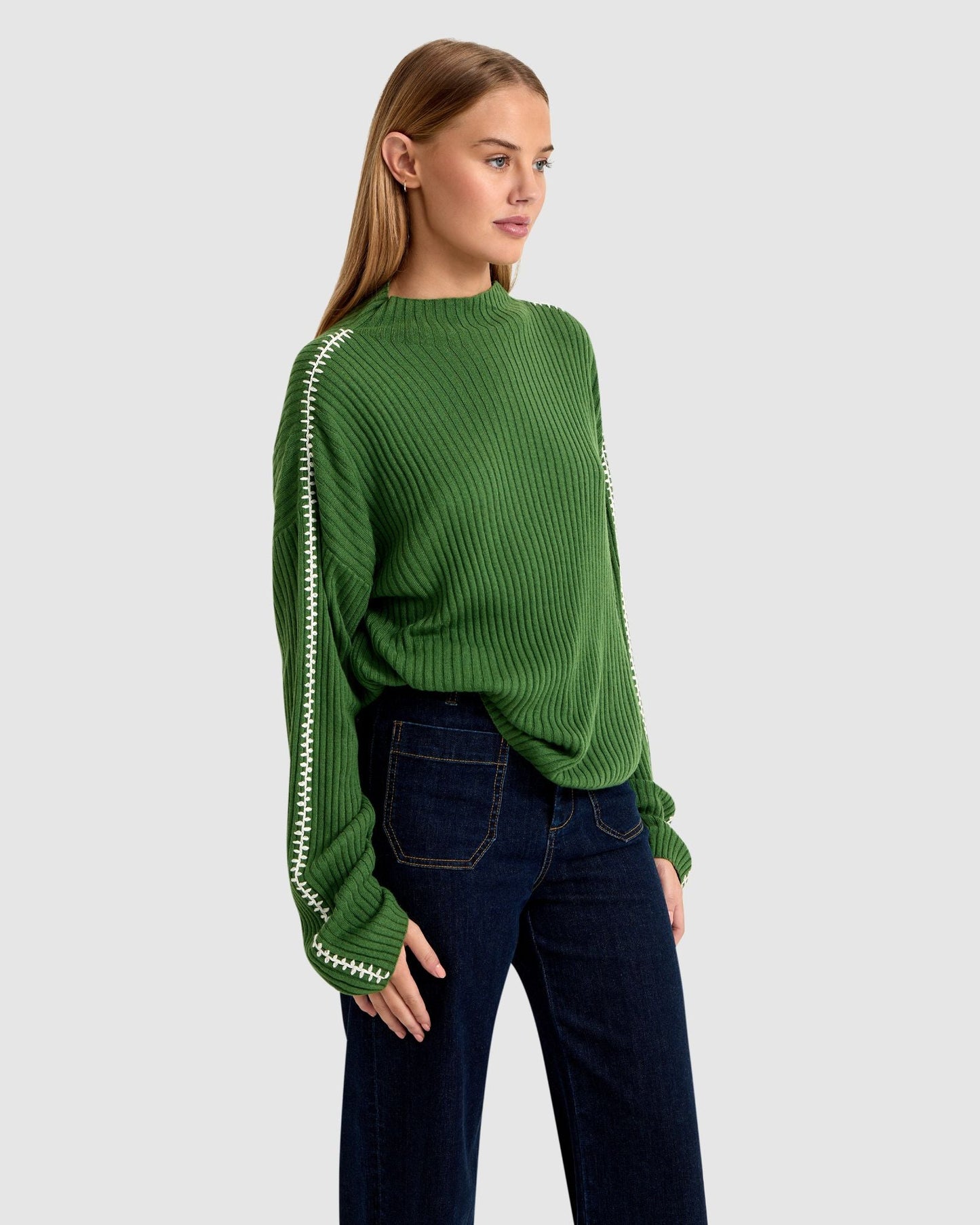 Sierra Knit Top With Contrast Stitch