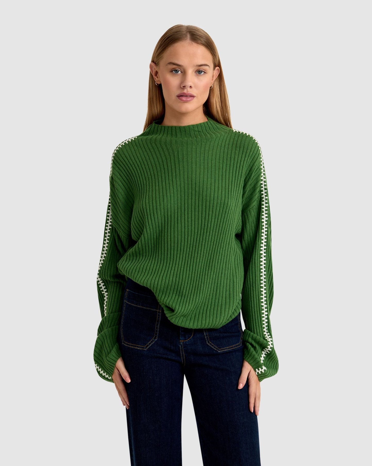 Sierra Knit Top With Contrast Stitch