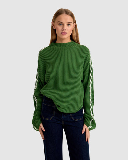 Sierra Knit Top With Contrast Stitch