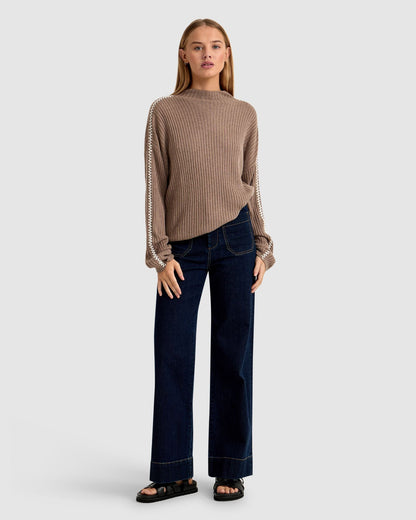Sierra Knit Top With Contrast Stitch