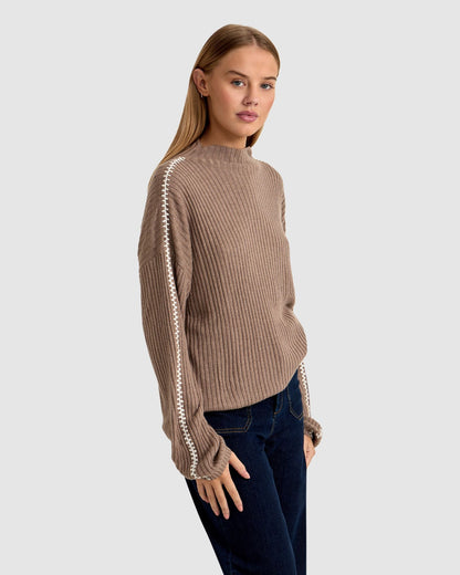 Sierra Knit Top With Contrast Stitch