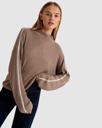 Sierra Knit Top With Contrast Stitch