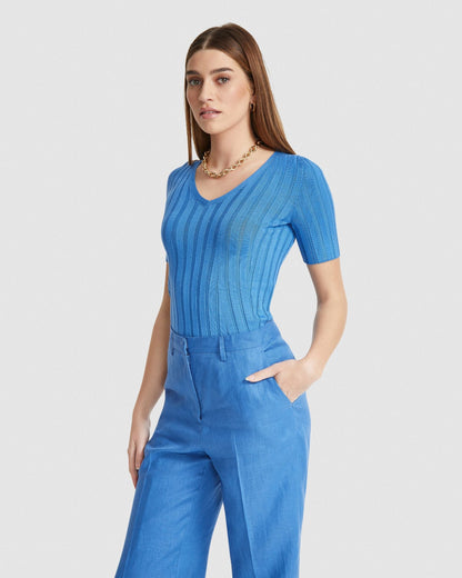 Lucy Rib V-Neck Knitted Top