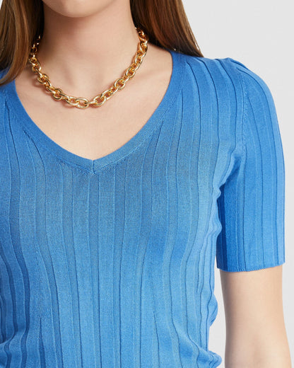 Lucy Rib V-Neck Knitted Top