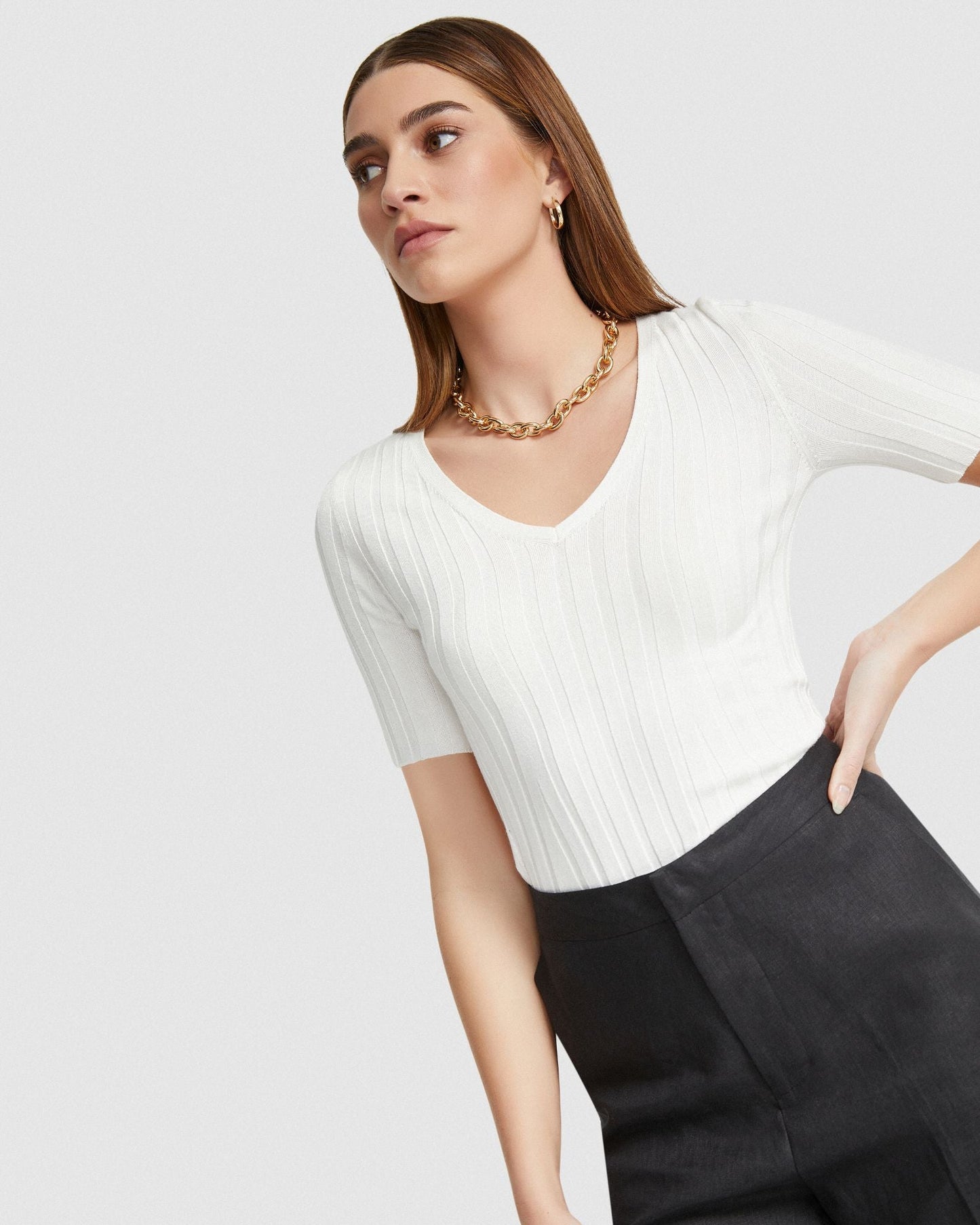 Lucy Rib V-Neck Knitted Top