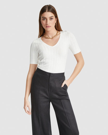 Lucy Rib V-Neck Knitted Top