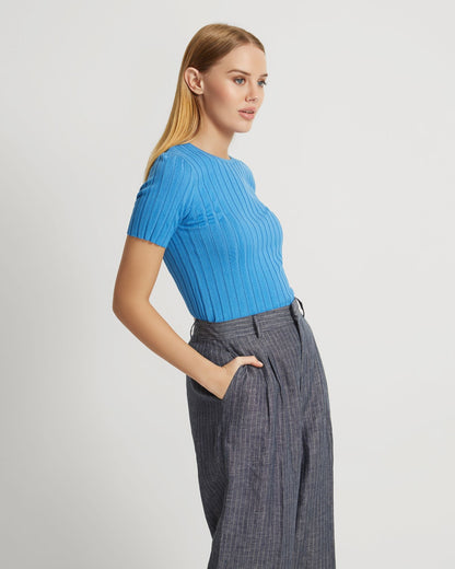 Sasha Crew Neck Short Sleeve Knit Top