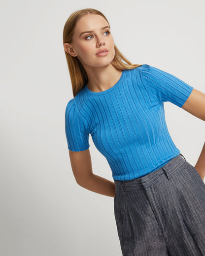 Sasha Crew Neck Short Sleeve Knit Top