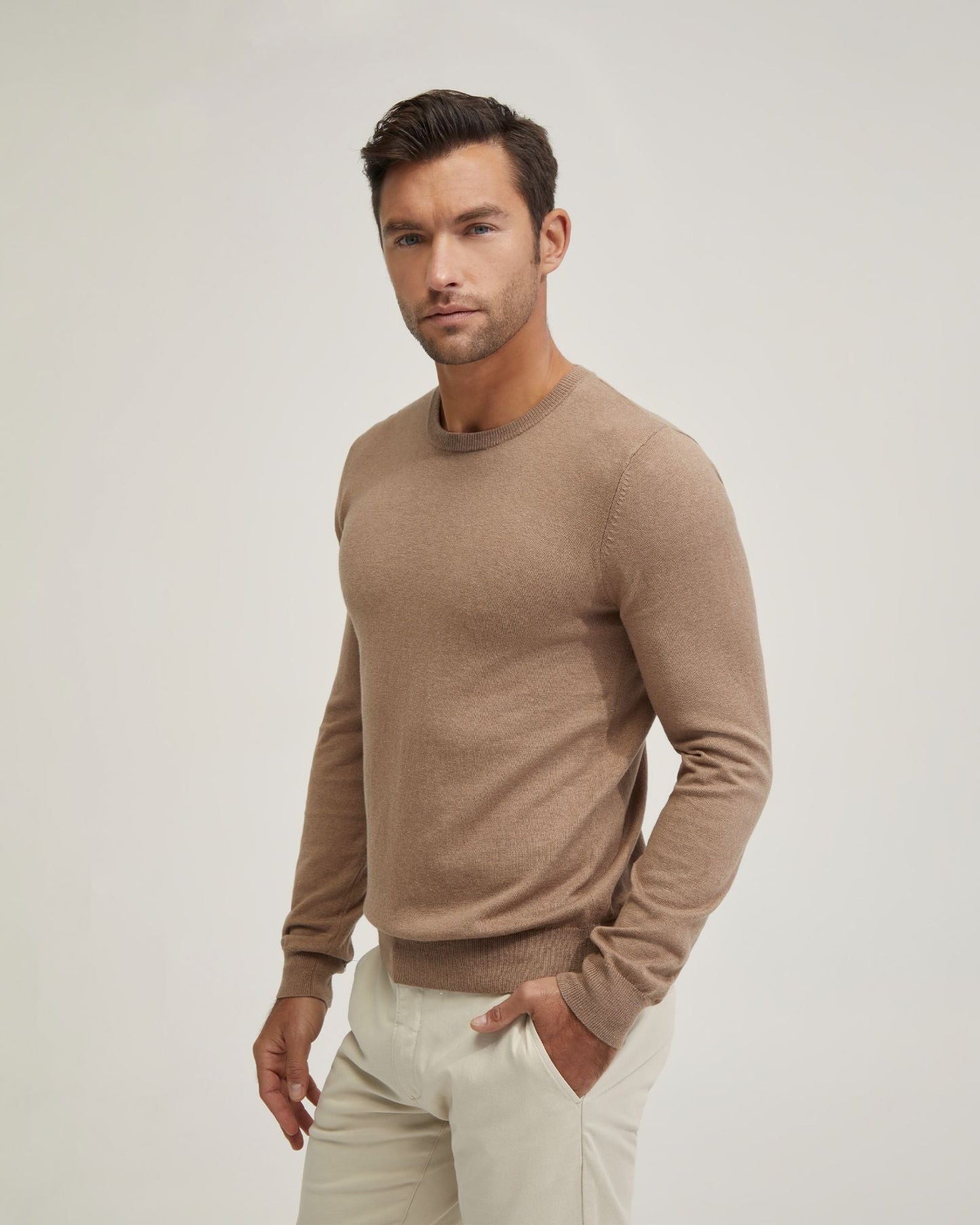 Basic Crew Neck Cashmere Blend Top