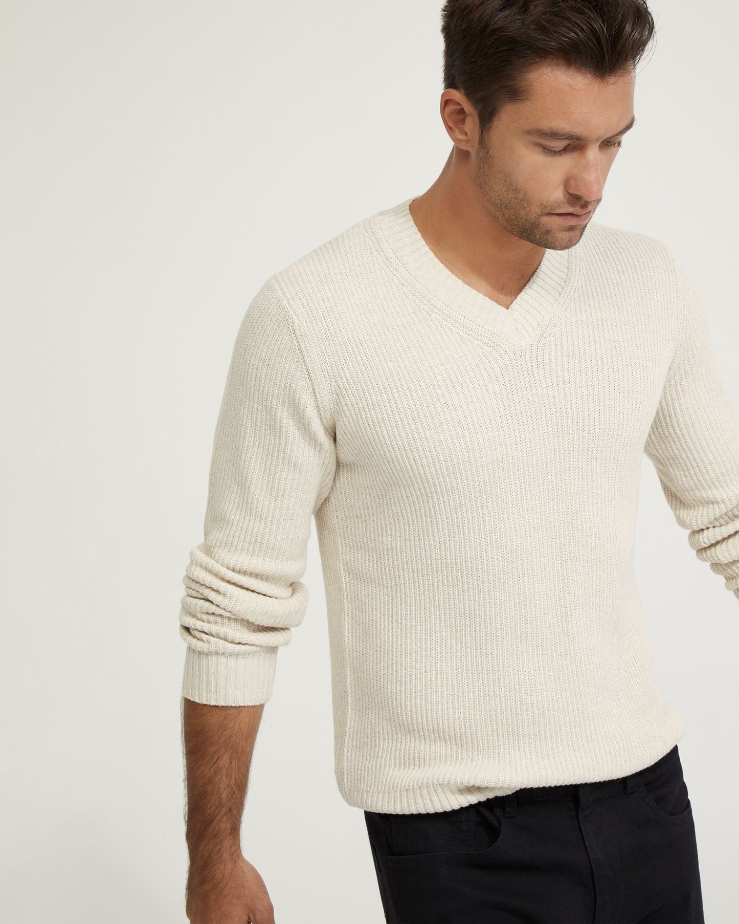Kane Cotton Rib V-Neck Knit