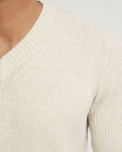 Kane Cotton Rib V-Neck Knit