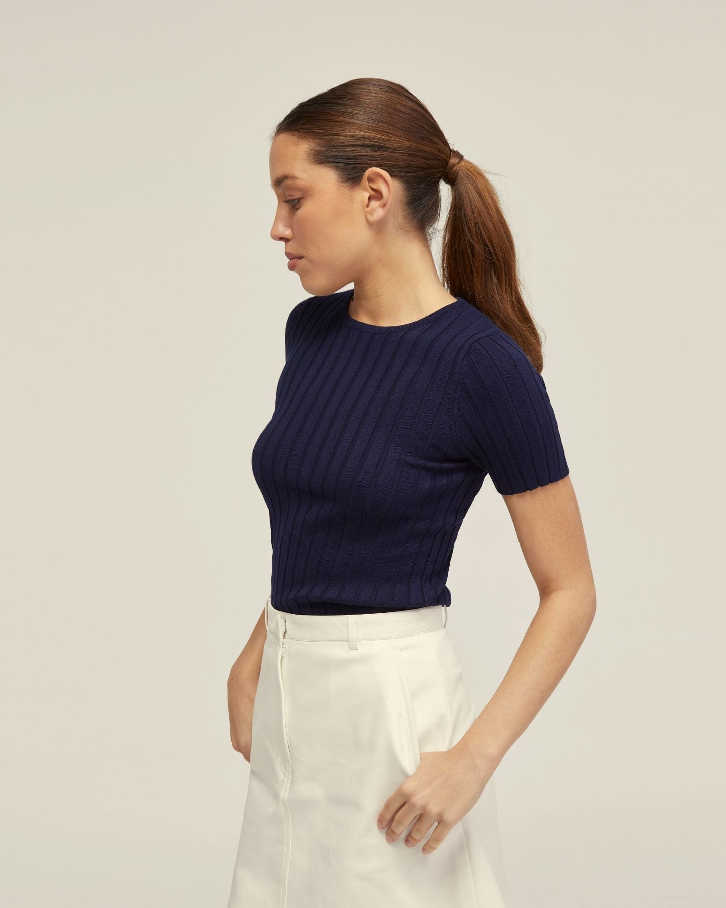Sasha Crew Neck Rib Knit