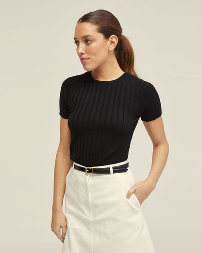 Sasha Crew Neck Rib Knit
