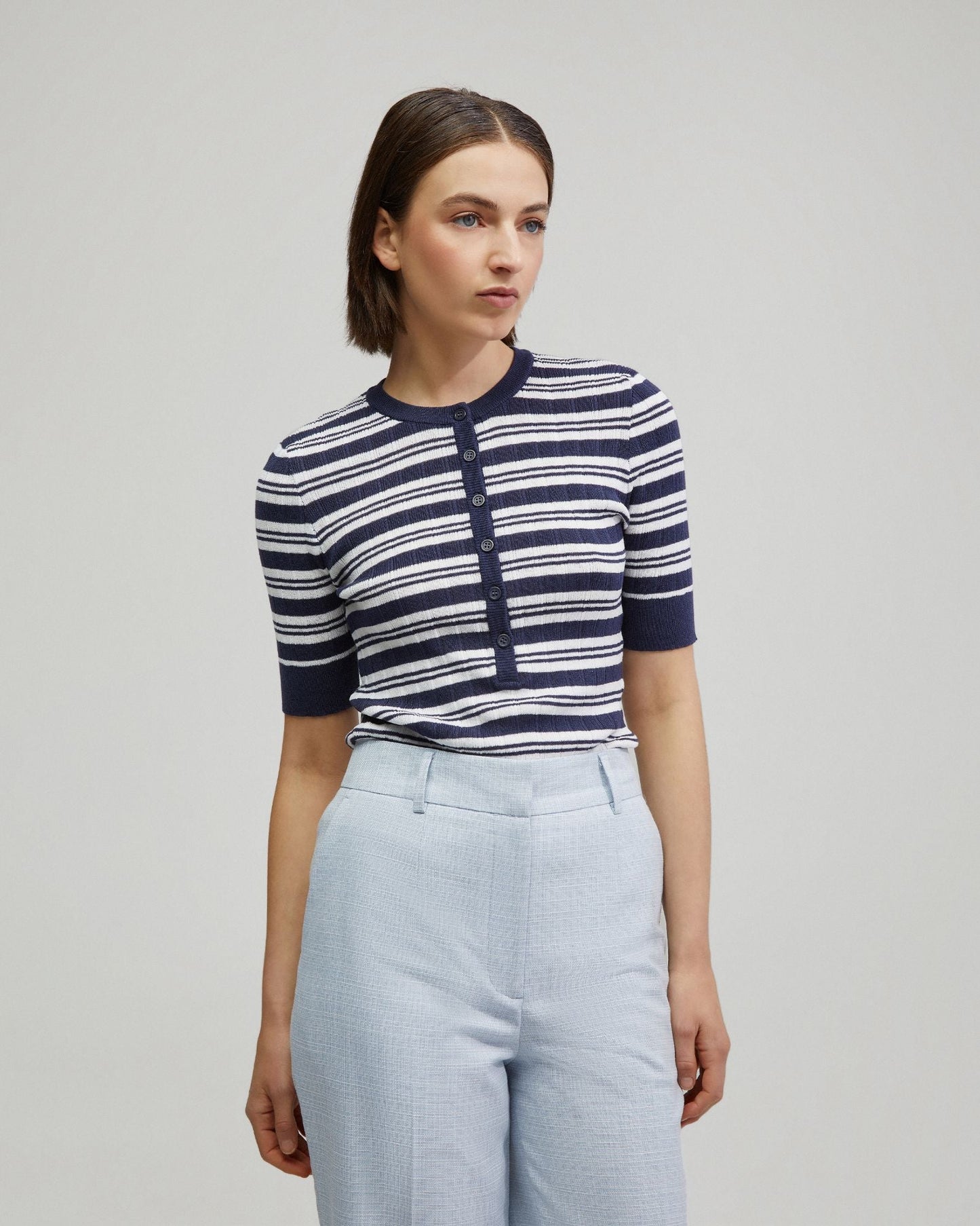 Maja Striped Button Knit