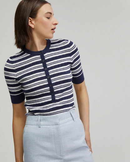 Maja Striped Button Knit