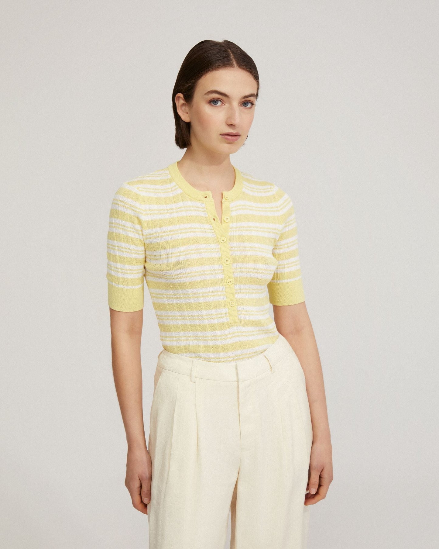 Maja Striped Button Knit