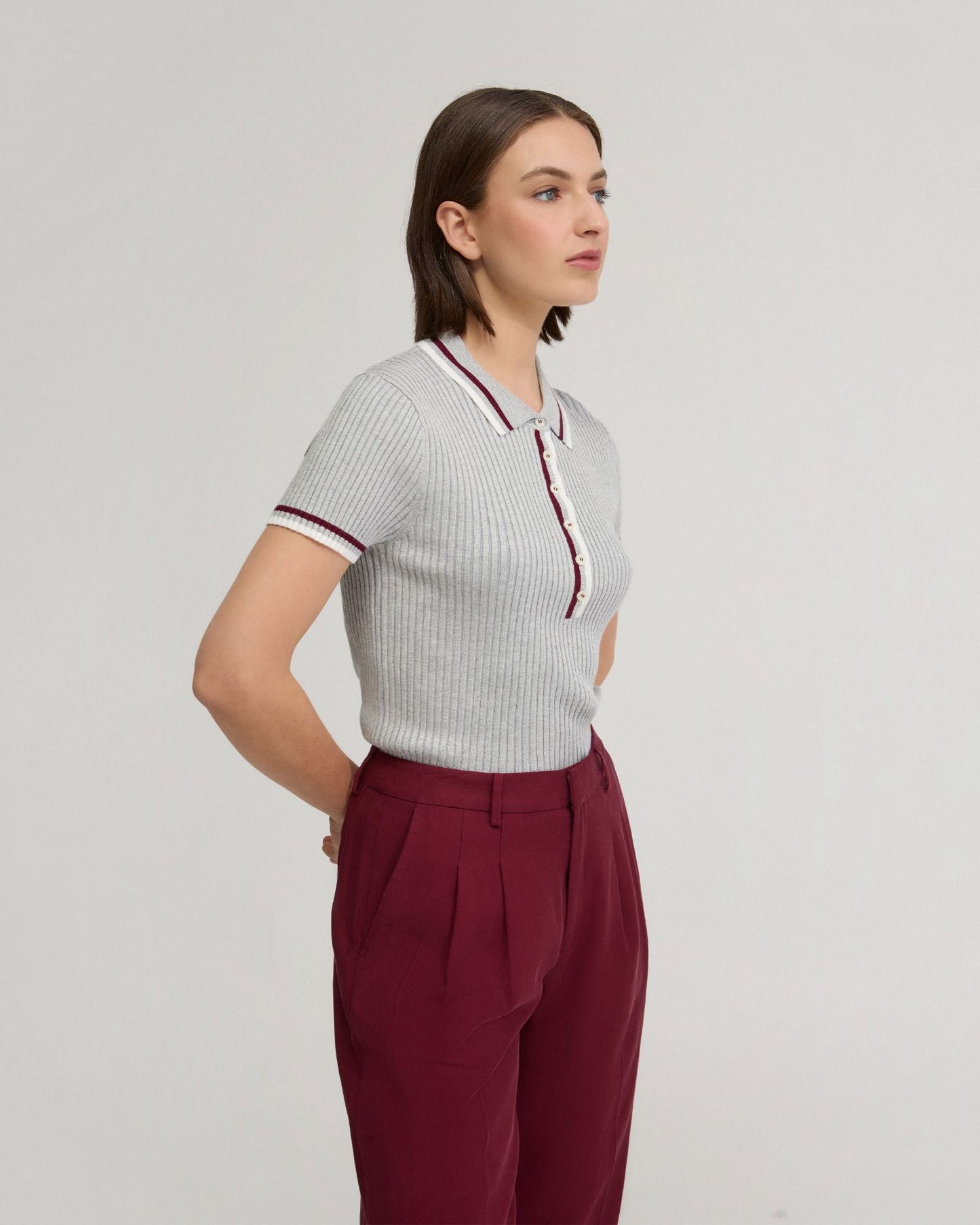 Pascale Rib Polo Top
