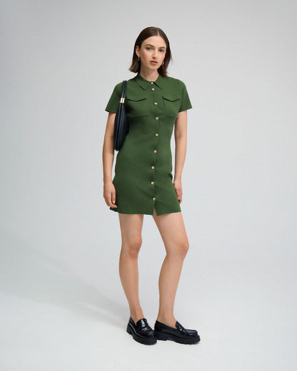Olive Knitted Mini Dress