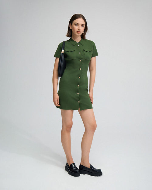 Olive Knitted Mini Dress