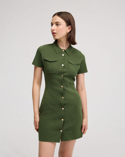 Olive Knitted Mini Dress