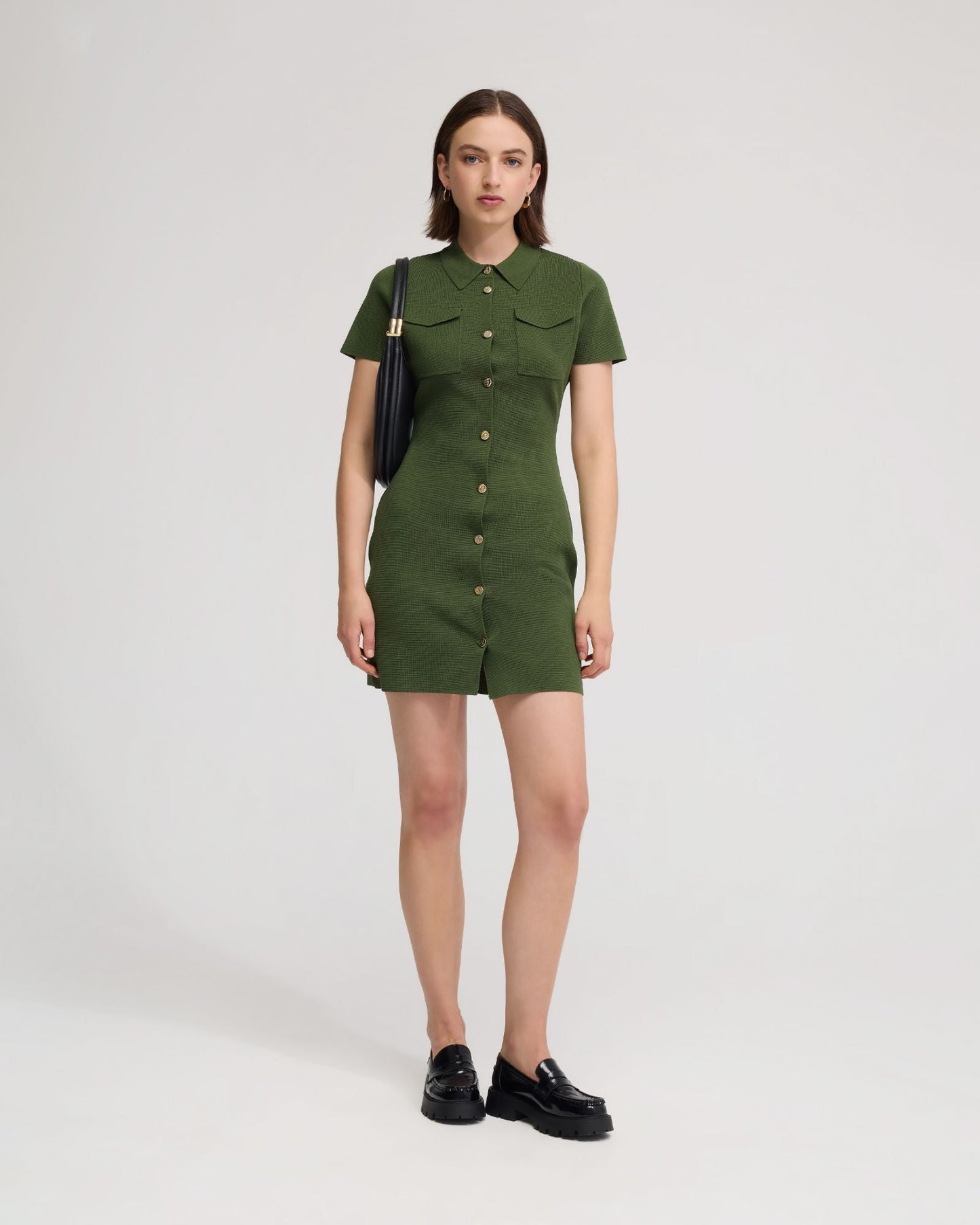 Olive Knitted Mini Dress