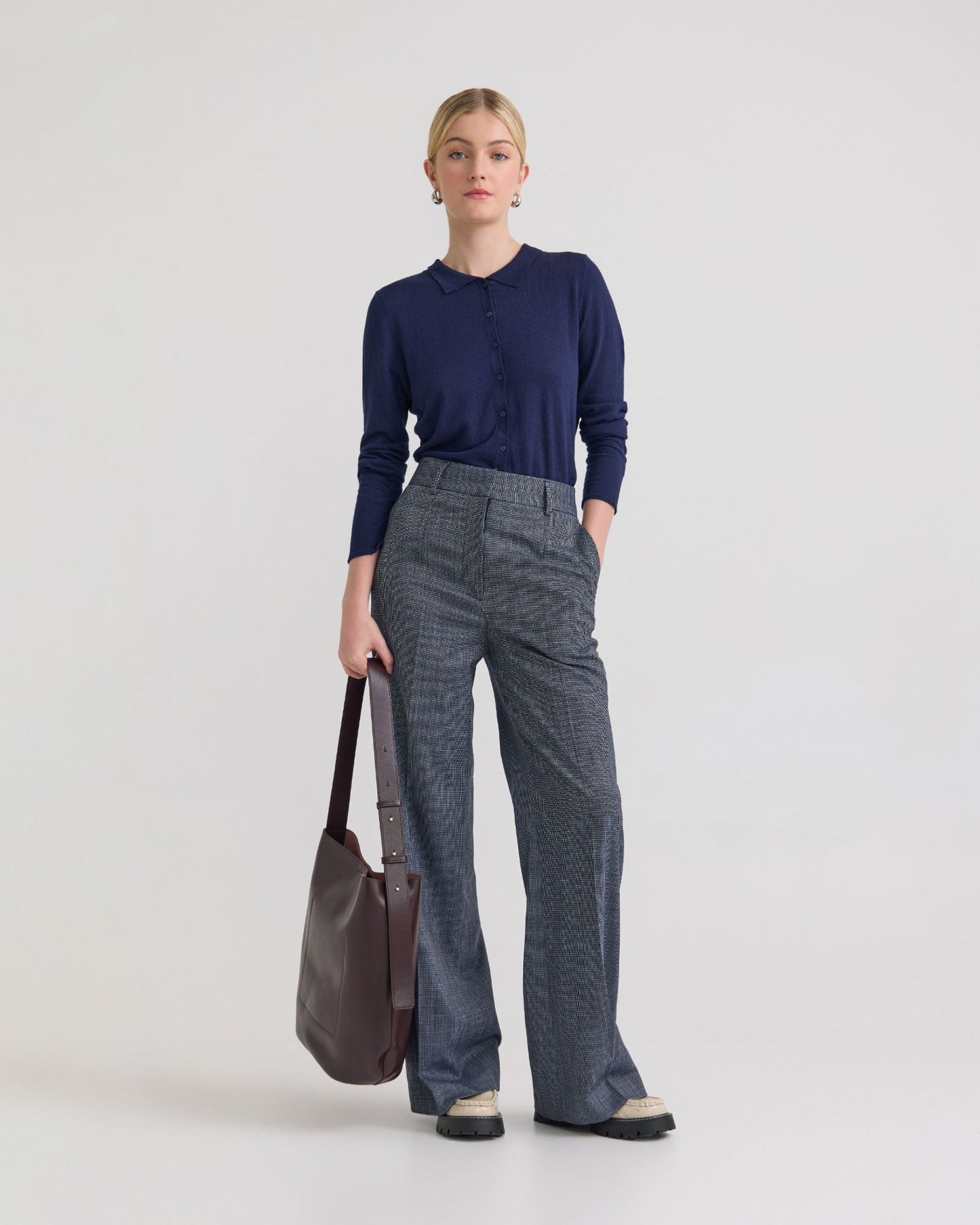 Edwina Silk Blnd Polo Collar Knit