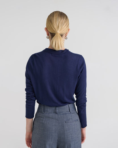 Edwina Silk Blnd Polo Collar Knit