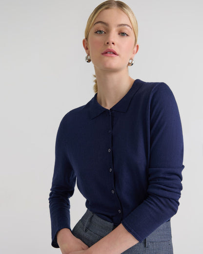 Edwina Silk Blnd Polo Collar Knit