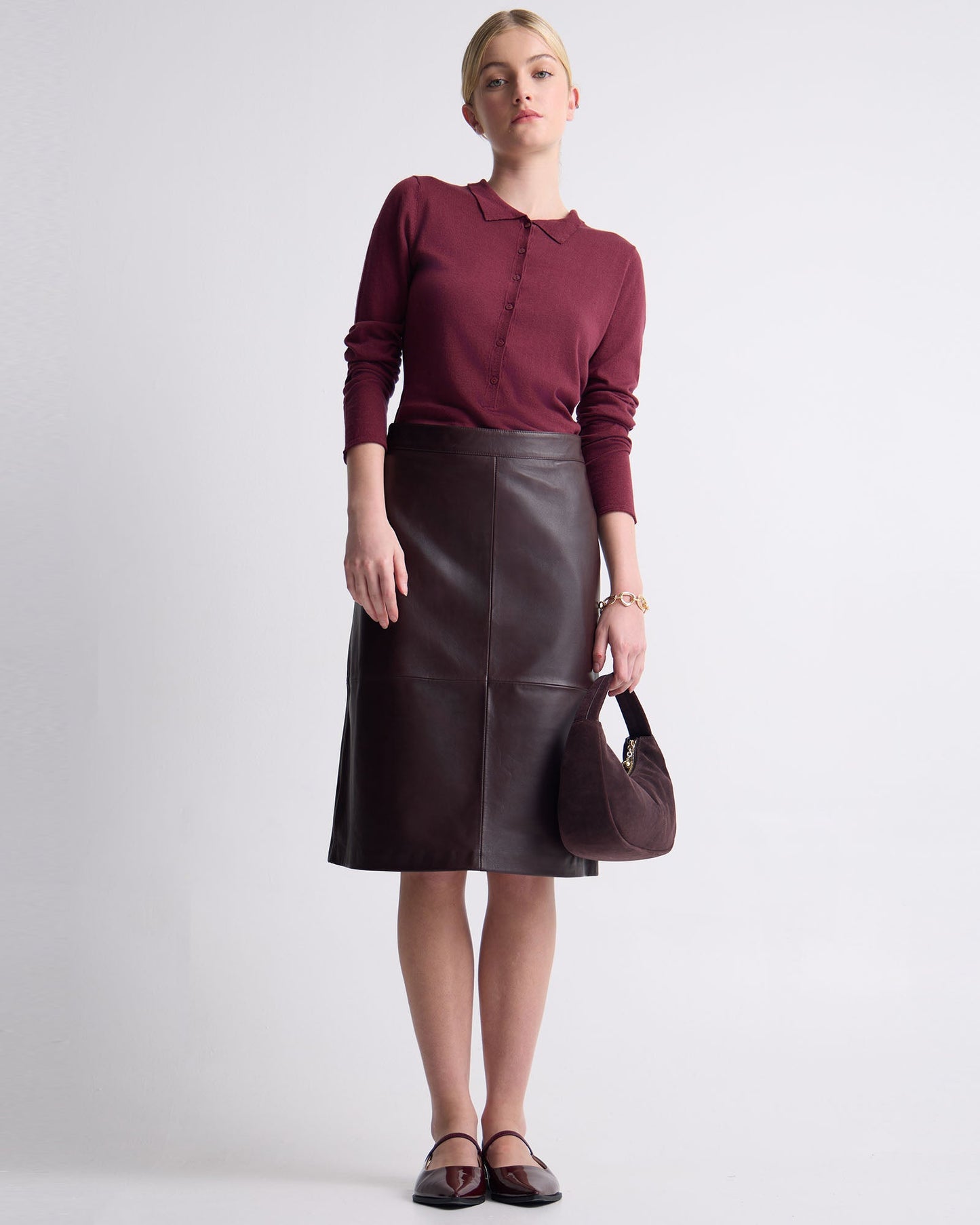Edwina Silk Blnd Polo Collar Knit
