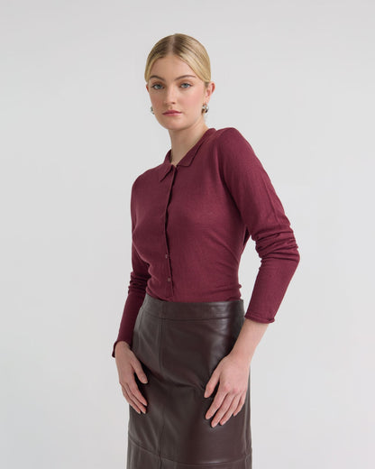 Edwina Silk Blnd Polo Collar Knit
