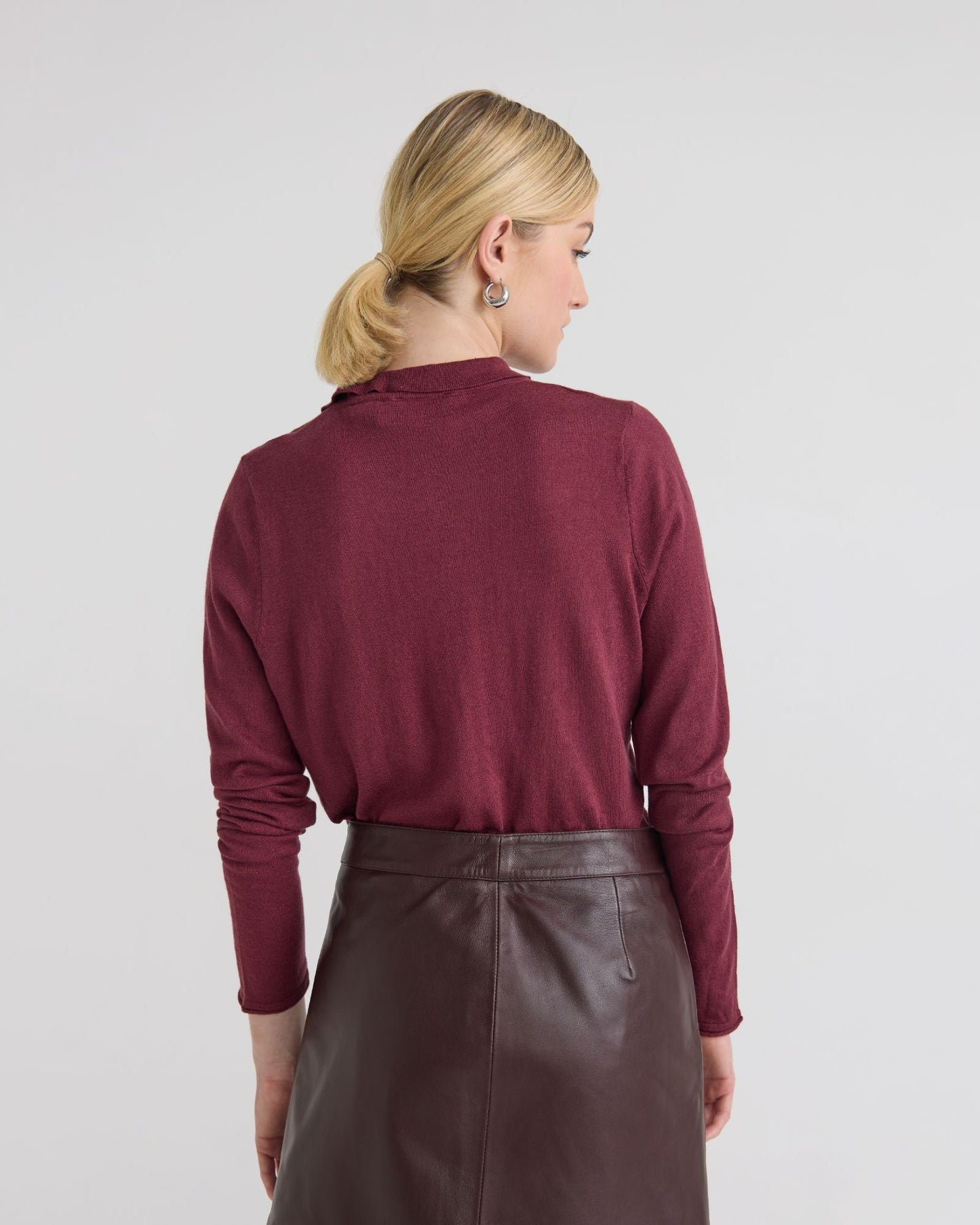 Edwina Silk Blnd Polo Collar Knit