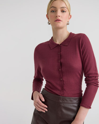 Edwina Silk Blnd Polo Collar Knit