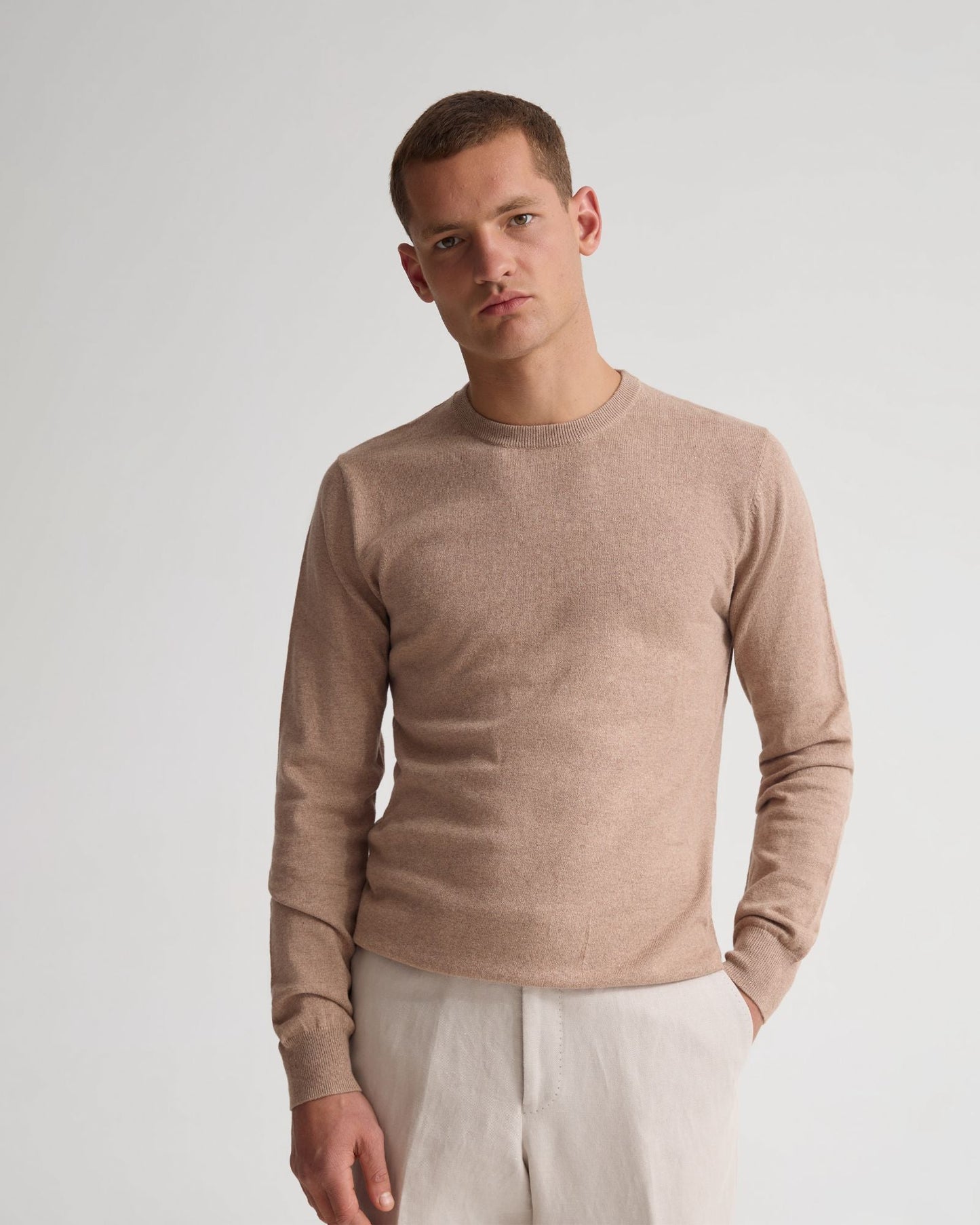 Cotton Cashmere Crew Neck Knit