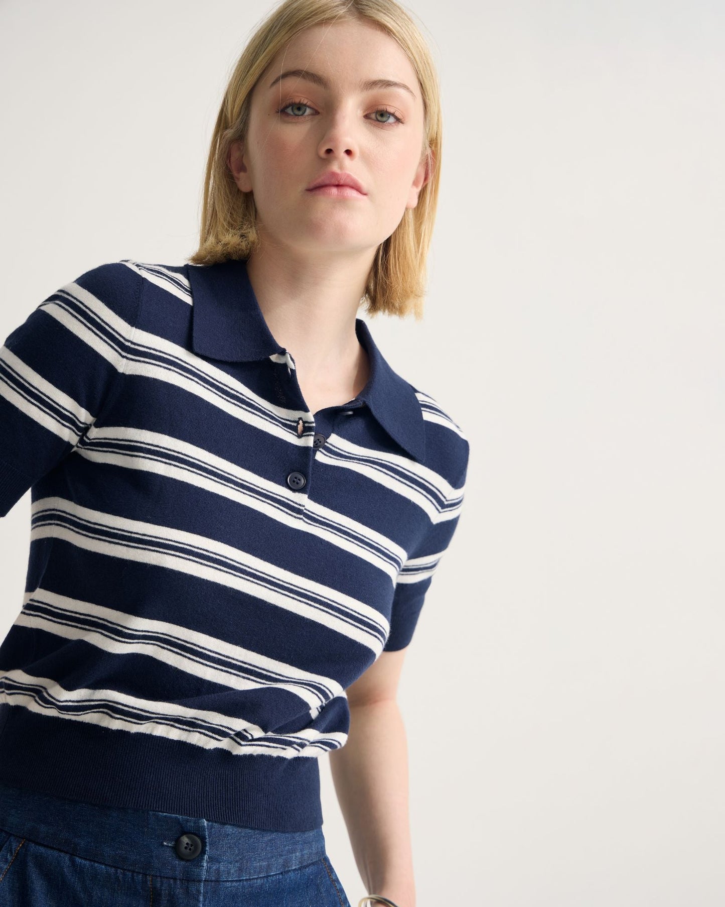 Camille Knitted Polo Striped