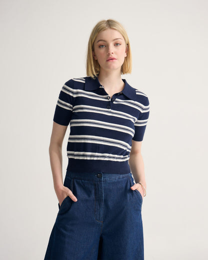 Camille Knitted Polo Striped