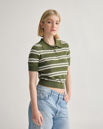 Camille Knitted Polo Striped