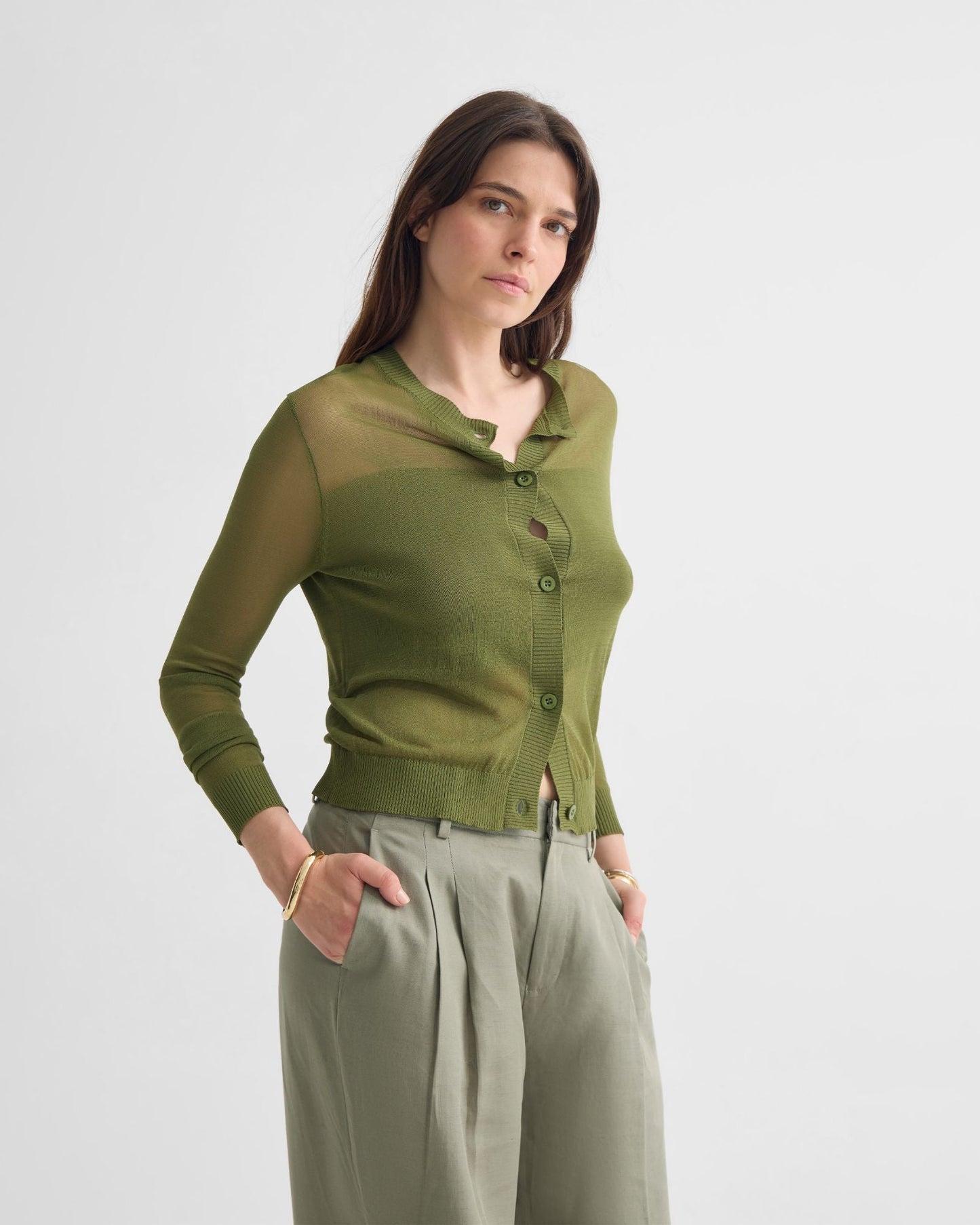 Celina Sheer Panel Cardigan