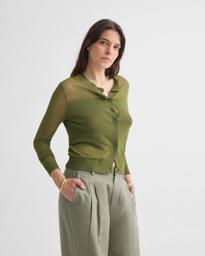 Celina Sheer Panel Cardigan
