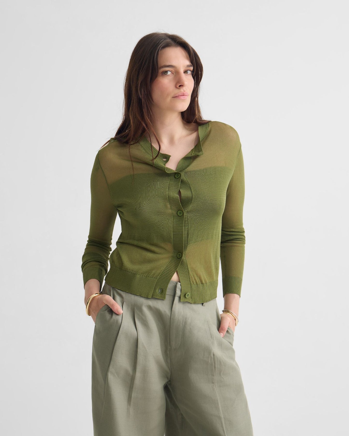 Celina Sheer Panel Cardigan