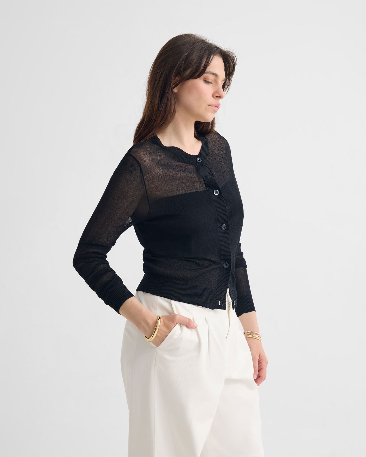 Celina Sheer Panel Cardigan