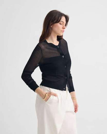 Celina Sheer Panel Cardigan