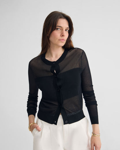 Celina Sheer Panel Cardigan